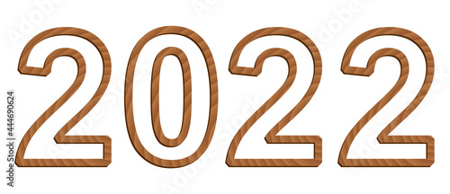 Vector digits isolated on white background. Set of three-dimensional numerals with texture of wood