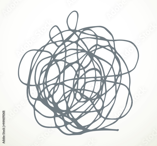 Unravel the tangled tangle. Vector drawing