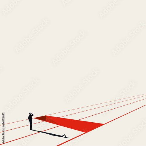 Business overcome challenge vector concept. Symbol of looking for solution, ambition, motivation. Minimal illustration