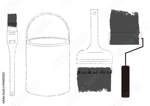 ペンキ塗りの道具のイラスト09　線画