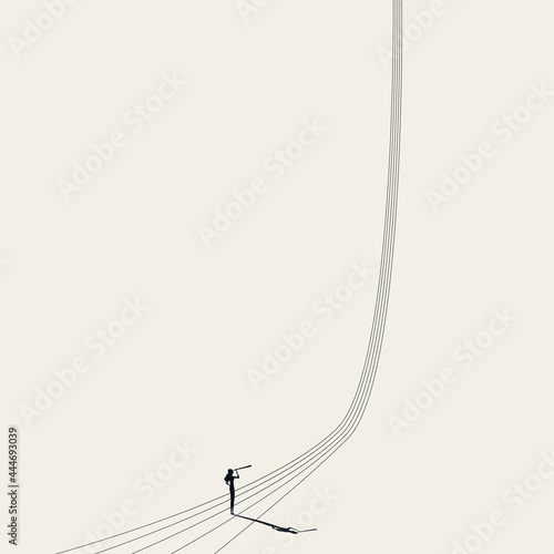 Business woman leader with vision of growth, success, vector concept. Symbol of ambition. Minimal illustration.