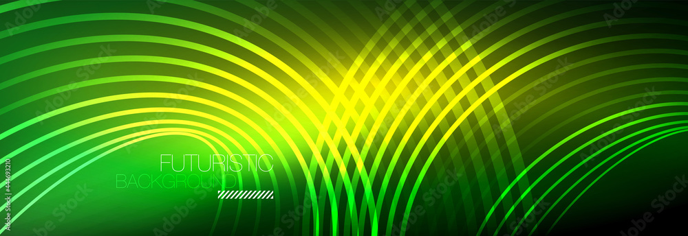 Dark abstract background with glowing neon circles. Trendy layout template for business or technology presentation, internet poster or web brochure cover, wallpaper Dark abstract background with glowing neon circles. Trendy layout template for business or technology presentation, internet poster or web brochure cover, wallpaper