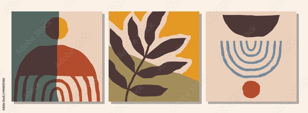 Set of social media post templates with abstract organic shapes composition in contemporary collage minimal style Set of social media post templates with abstract organic shapes composition in contemporary collage minimal style