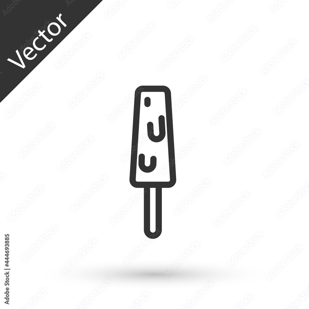 Grey line Ice cream on stick icon isolated on white background. Sweet symbol. Vector Grey line Ice cream on stick icon isolated on white background. Sweet symbol. Vector