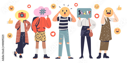 Millennials y generation people using social media for sharing emotions, posting and blogging