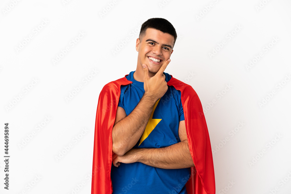 Super Hero over isolated white background smiling Super Hero over isolated white background smiling