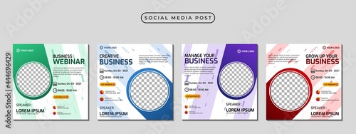 Collection of social media post banner templates. Perfect for business webinars, marketing webinars, online class programs, etc.
