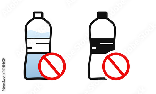 Plastic water bottles prohibited. Water bottle ban.Illustration vector
