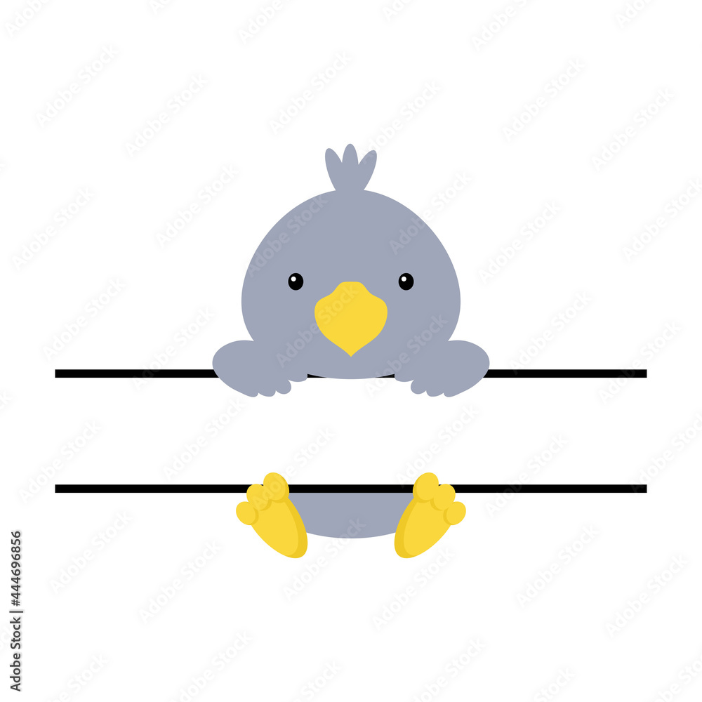Cute raven split monogram. Funny cartoon character for shirt, scrapbooking, print, greeting cards, baby shower, invitation, home decor. Bright colored childish stock vector illustration. Cute raven split monogram. Funny cartoon character for shirt, scrapbooking, print, greeting cards, baby shower, invitation, home decor. Bright colored childish stock vector illustration.