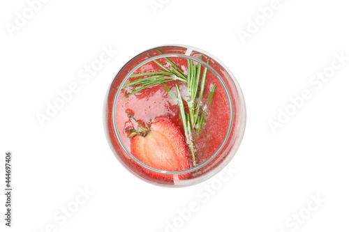 Glass with Rossini cocktail isolated on white background