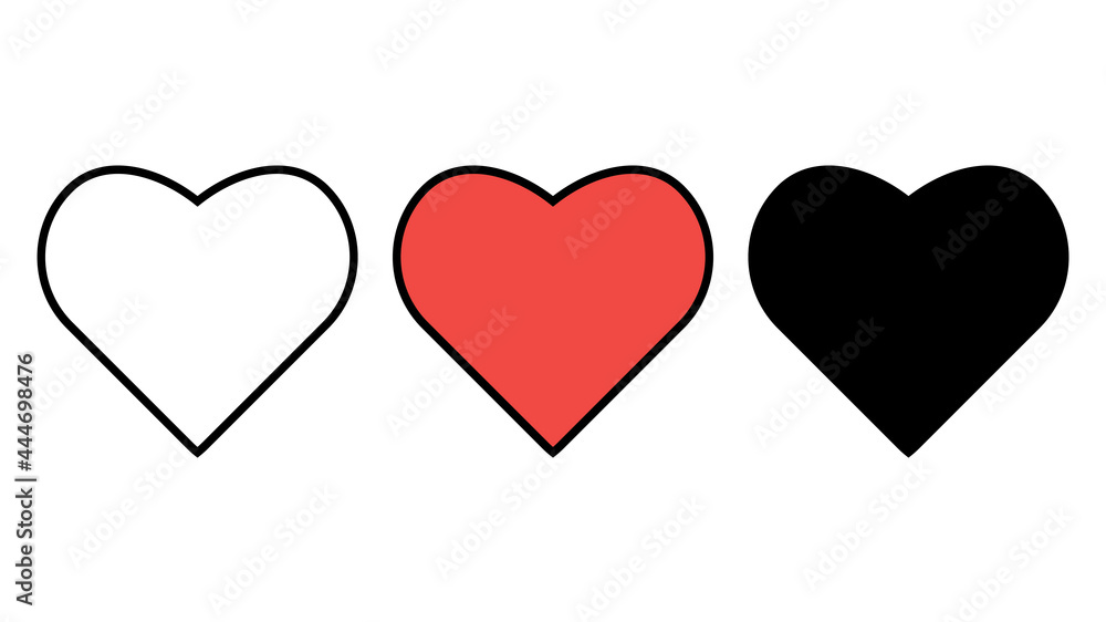 Collection of hearts illustrations, Love symbol icon set