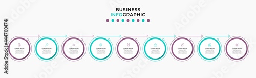 Vector Infographic design illustration business template with icons and 9 options or steps. Can be used for process diagram, presentations, workflow layout, banner, flow chart, info graph