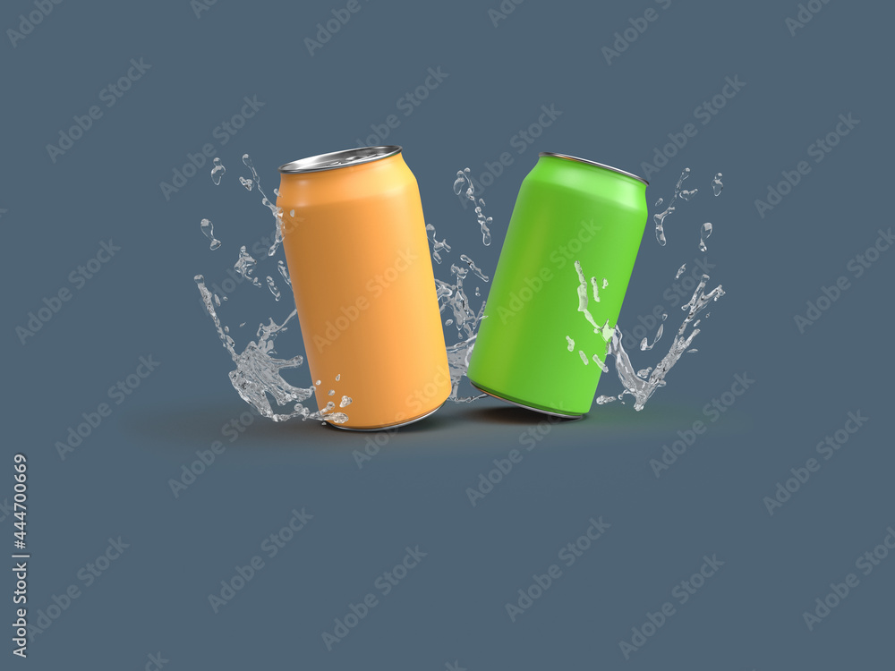 3d rendering of can and water splash 3d rendering of can and water splash