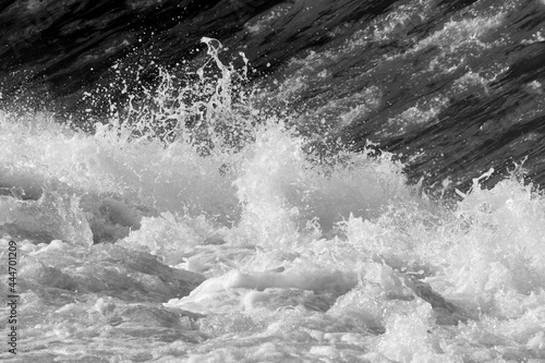 Background of white water splashing on a river