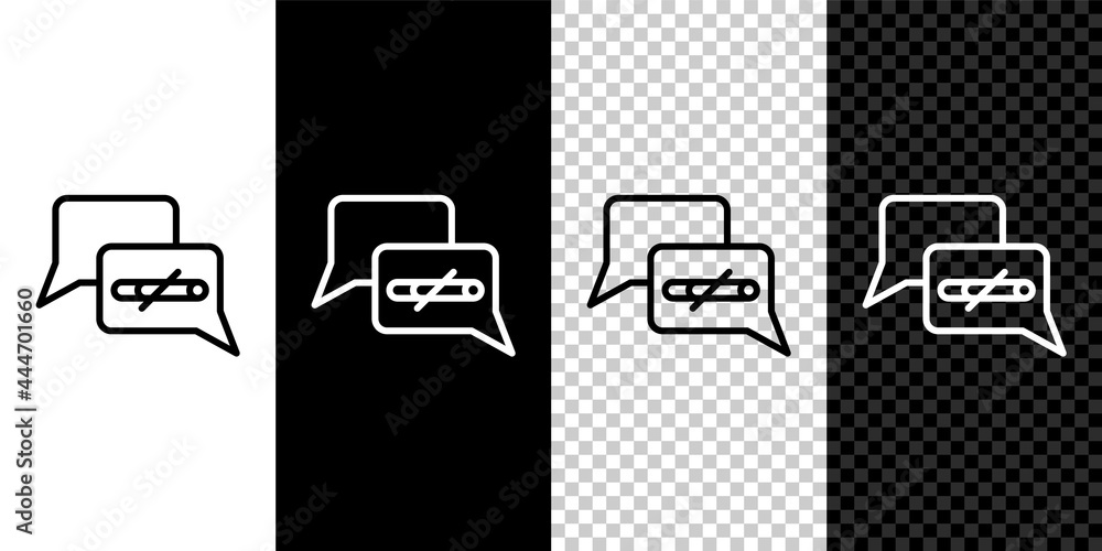 Set line No smoking icon isolated on black and white, transparent background. Cigarette smoking prohibited sign. Vector Set line No smoking icon isolated on black and white, transparent background. Cigarette smoking prohibited sign. Vector