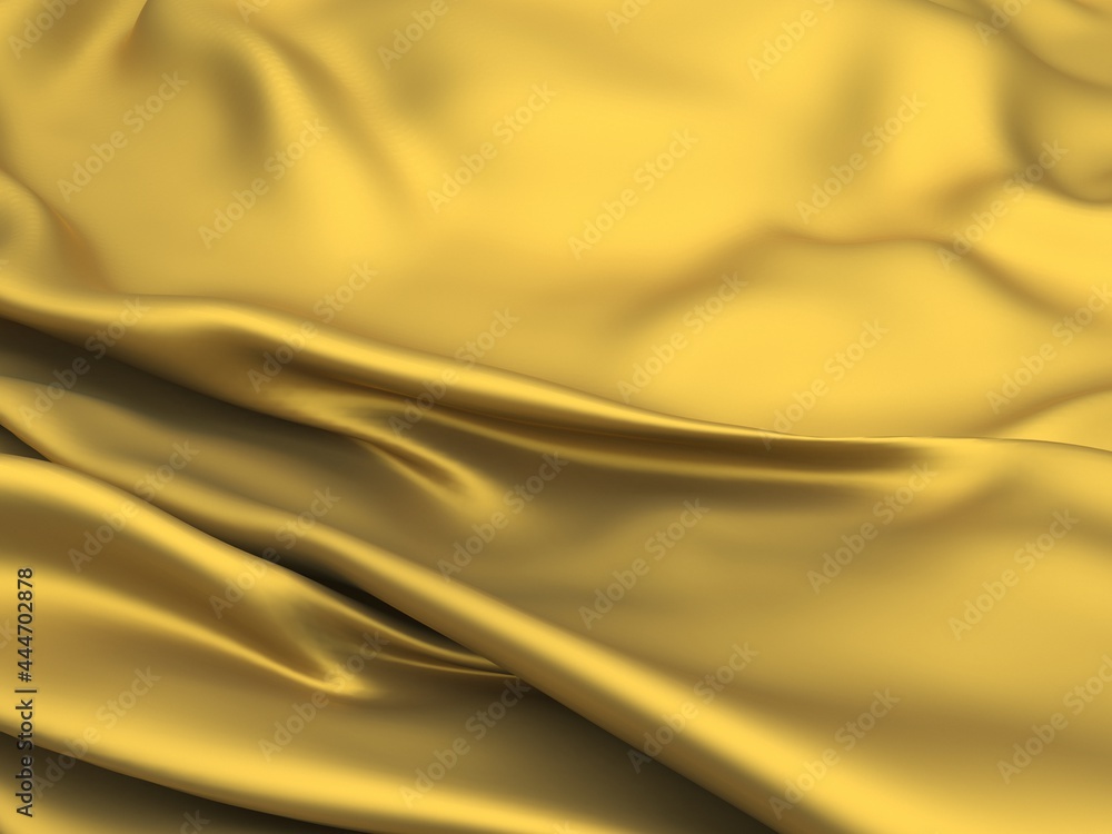 Golden fabric silk background. Yellow satin wavy texture Golden fabric silk background. Yellow satin wavy texture
