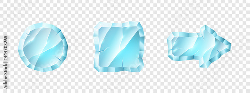 Set of crystal media player button. Play pause buttons for video audio application user interface