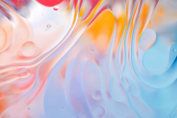 Papier peint photo Photographie macro Gouttes d'huile colorées sur l'eau  © fusssergei