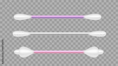 Cotton swabs, ear sticks or buds. Hygiene objects, medical tools or cosmetic buds