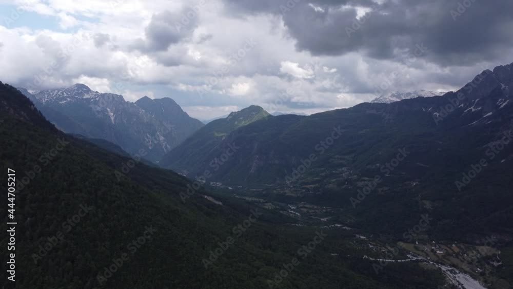 Incredible views in the Albanian Alps from Valbona pass, summer's day in Albania in the mountains, morning view of beautiful mountain range. High quality 4k footage Incredible views in the Albanian Alps from Valbona pass, summer's day in Albania in the mountains, morning view of beautiful mountain range. High quality 4k footage