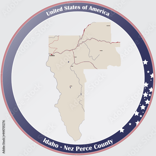 Large and detailed map of Nez Perce county in Idaho, USA.