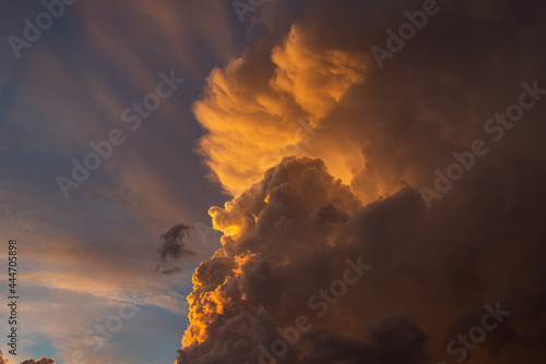 stormy beautiful clouds at sunset in July 2021 