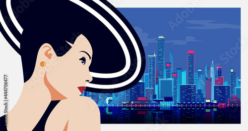 Fashion woman in New York City. Pop art style illustration.