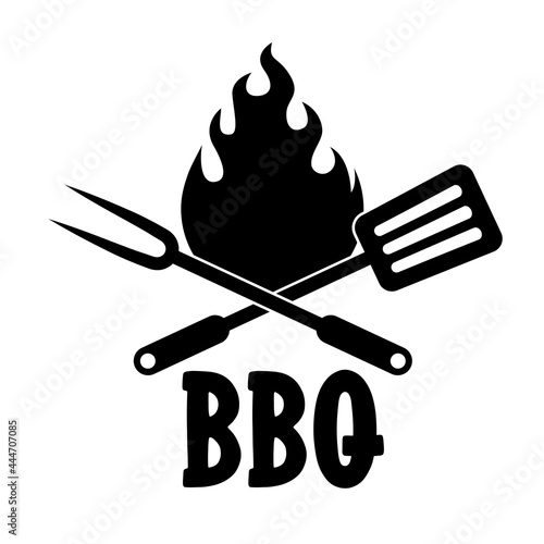 BbQ - label. barbeque elements for labels, logos, badges, stickers or icons. Vector illustration, healthy food packaging design. Good for business company for eco, organic, bio theme.