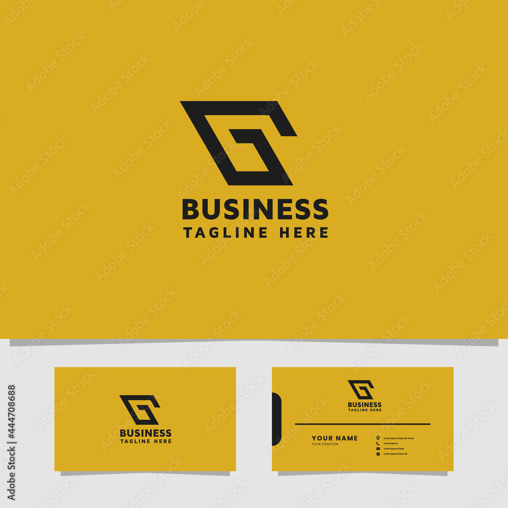 Simple and Minimalist Arrow Letter G Logo with Business Card Template Simple and Minimalist Arrow Letter G Logo with Business Card Template