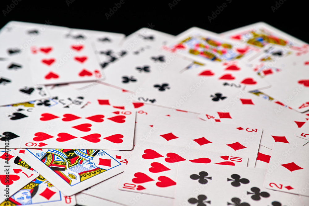 background made of playing cards top down view background made of playing cards top down view