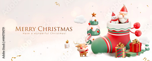 3d white Christmas banner