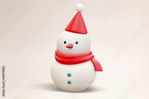 3d cute snowman with Xmas hat