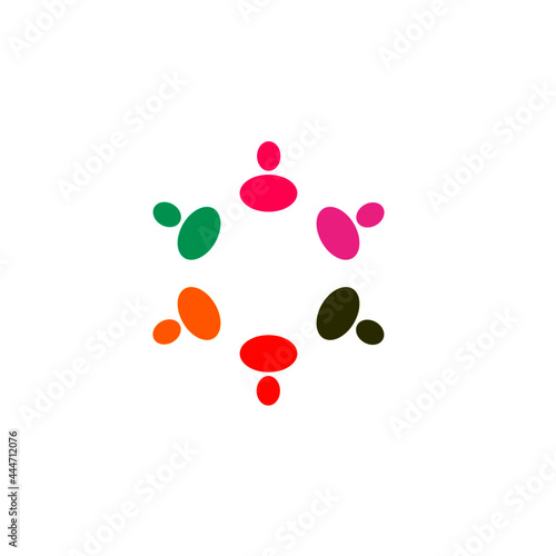 COLORFUL PEOPLE TOGETHER SIGN, SYMBOL, LOGO, ART ISOLATED ON WHITE