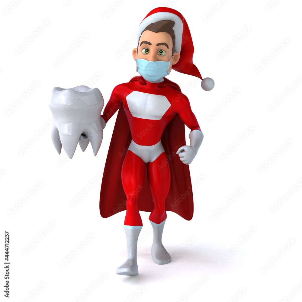 Fun 3D illustration of a cartoon Santa Claus with a mask Fun 3D illustration of a cartoon Santa Claus with a mask