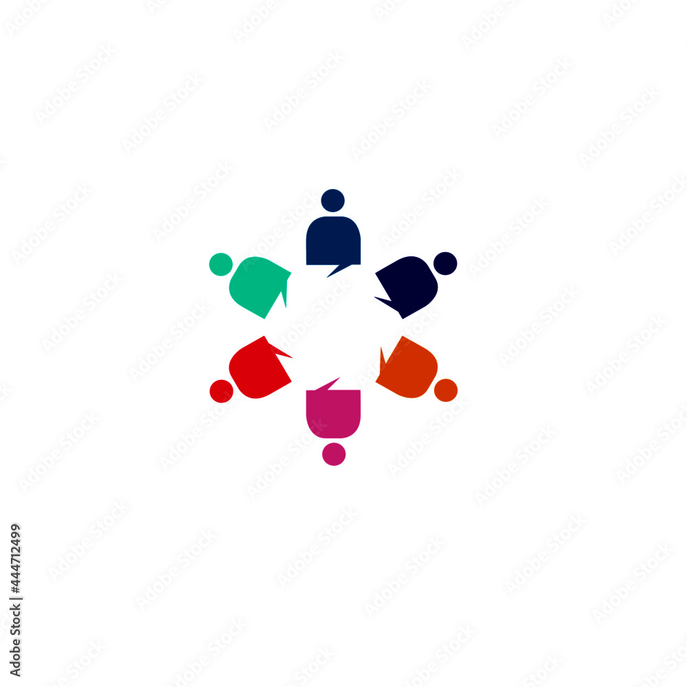COLORFUL PEOPLE TOGETHER SIGN, SYMBOL, LOGO, ART ISOLATED ON WHITE