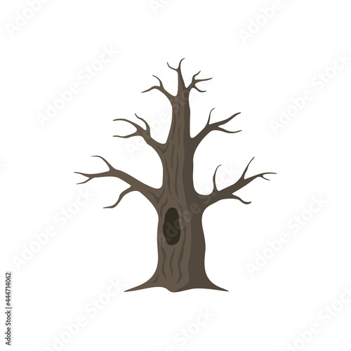Old brown oak tree. Vector illustration