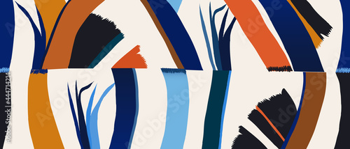 Modern abstract print with plants. Collage contemporary pattern. Fashionable template for design.