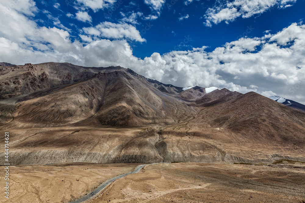 Road in Himalayas near Kardung La pass. Ladakh, India