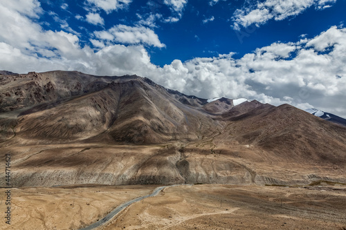 Road in Himalayas near Kardung La pass. Ladakh, India
