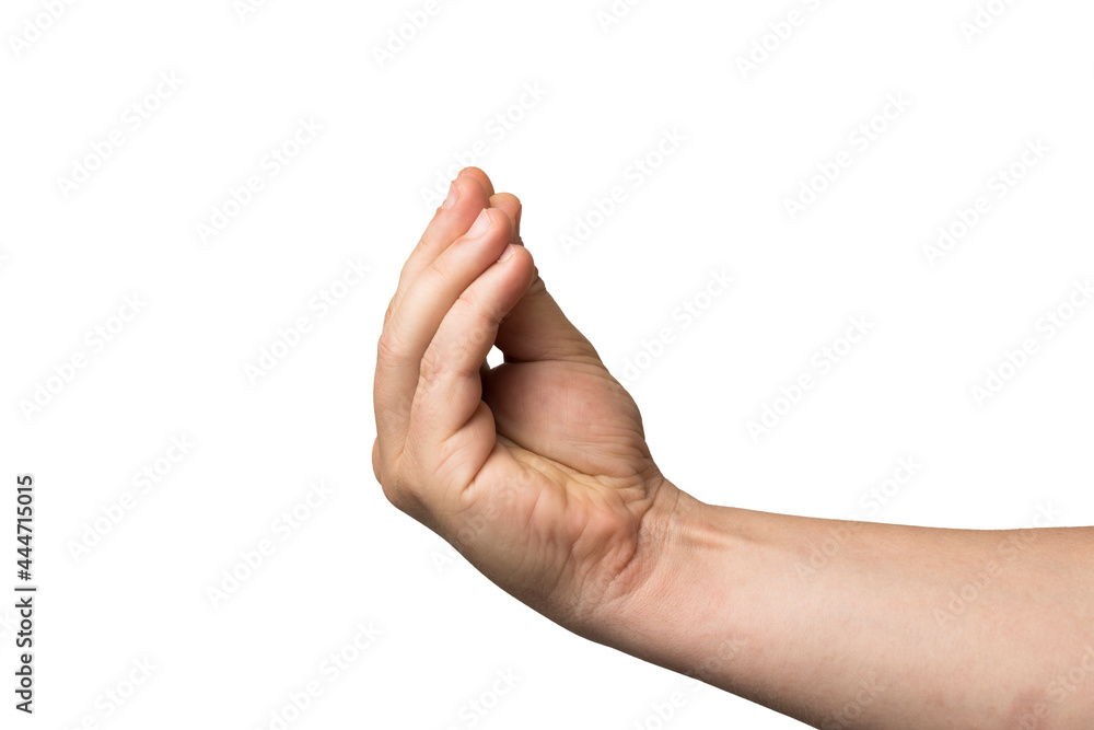 Man doing the italian gesture that stands for: what, isolated on white background - obrazy, fototapety, plakaty 