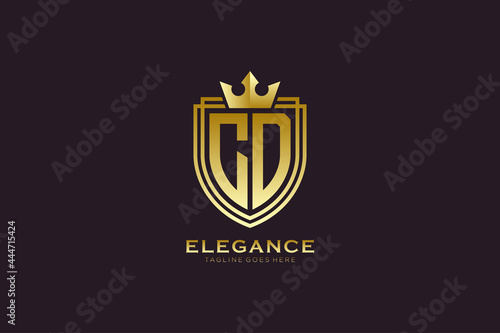 initial CD elegant luxury monogram logo or badge template with scrolls and royal crown - perfect for luxurious branding projects