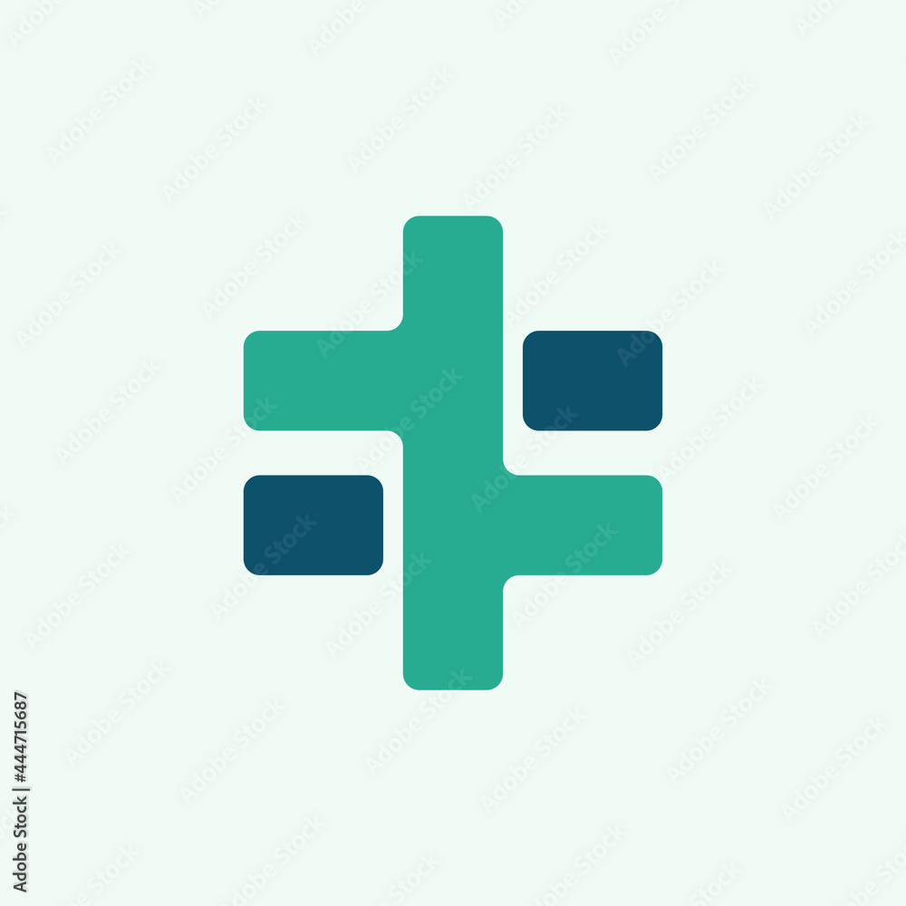 Fototapeta premium Medical cross logo.Healthcare and doctor sign.Plus icon isolated on light background.First aid geometric symbol for medics, doctors and pharmacy.