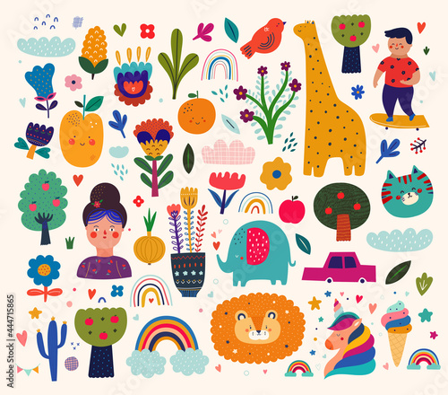 Baby design. Baby animals pattern. Vector illustration with cute animals. Nursery baby illustration