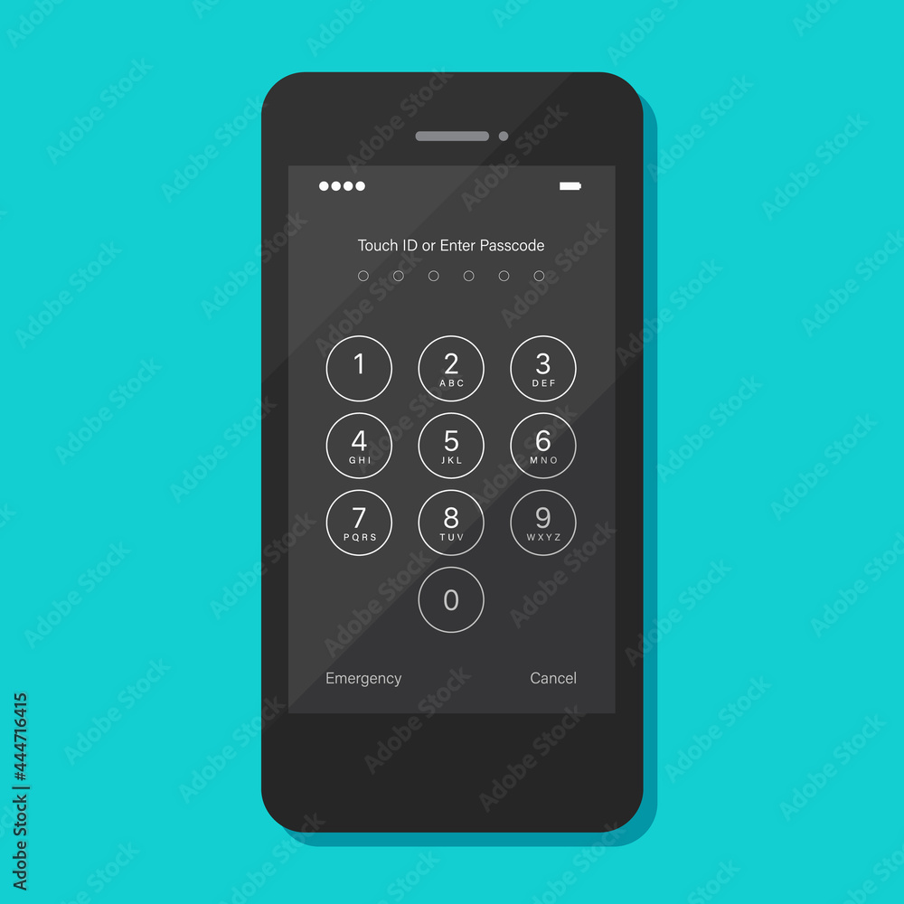 Touch ID or enter passcode screen on smartphone Touch ID or enter passcode screen on smartphone