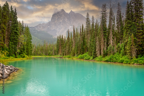 Emerald lake near Golden in Yoho National park in the canadian Rocky Mountains, British Columbia, Canada photo