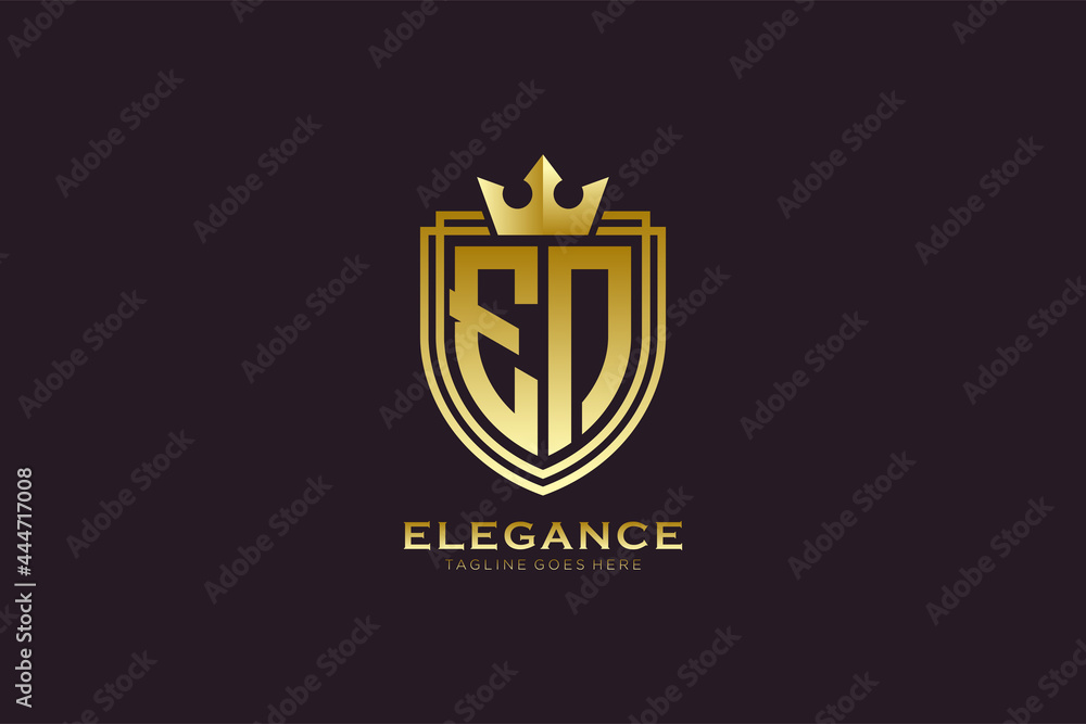 initial EN elegant luxury monogram logo or badge template with scrolls ...