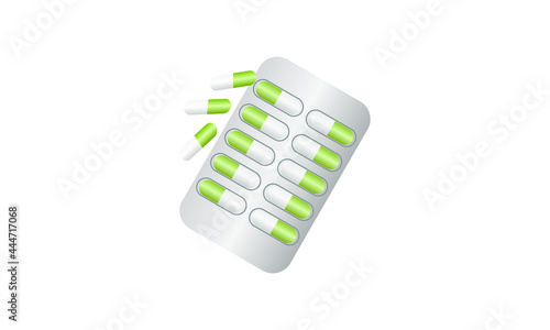 Slika na platnu Pills blister pack with capsule. Drug, pill, capsule logo