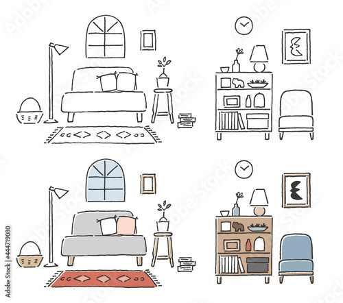 おしゃれな部屋のワンカット線画