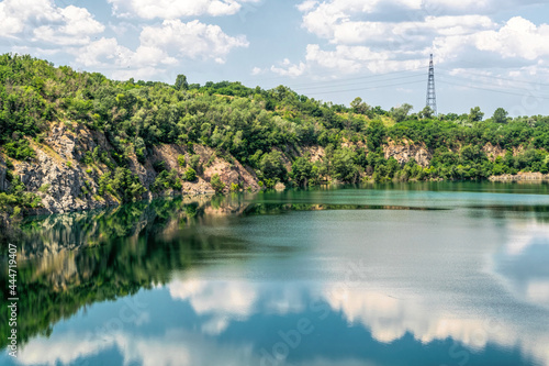 Old abandoned quarry. Summer in New England, USA
