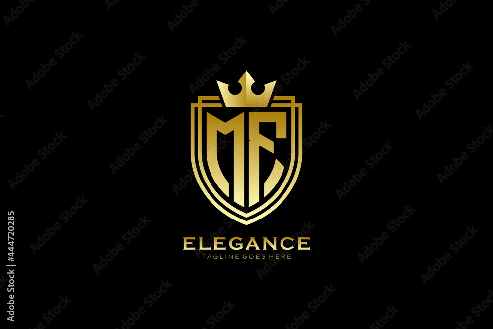 initial MF elegant luxury monogram logo or badge template with scrolls ...